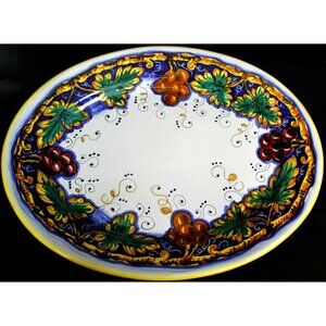 Artistica Italian Pottery Oval Platter Hand Painted Vino Collection GrapeVine